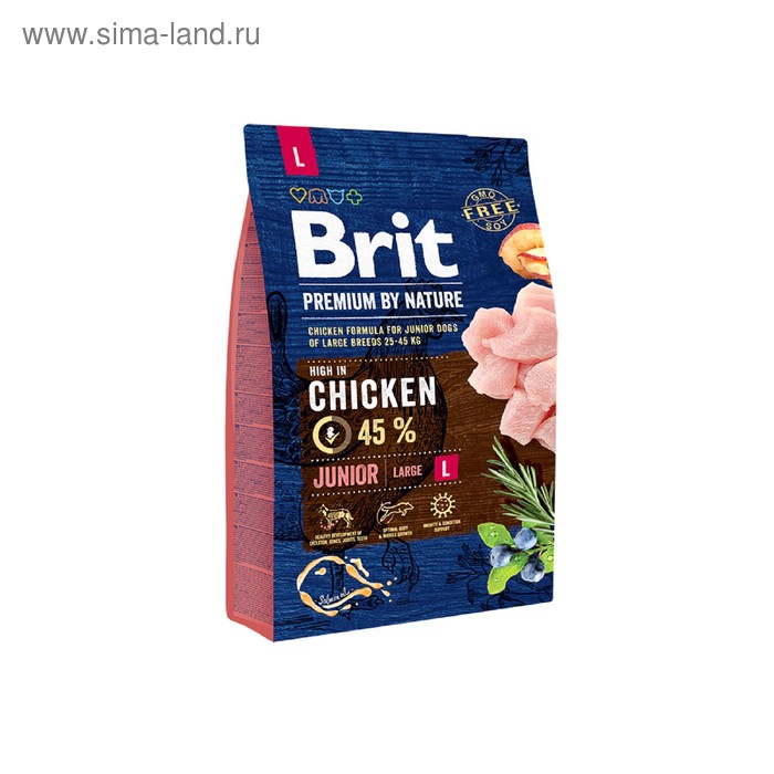 

Сухой корм Brit Premium by Nature Junior L для собак, крупных пород, 3 кг