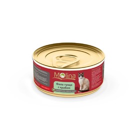 

Влажный корм Molina для кошек, филе тунца с крабом в соусе, 80 г