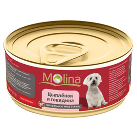 

Влажный корм Molina для собак, цыпленок с говядиной в желе, 85 г