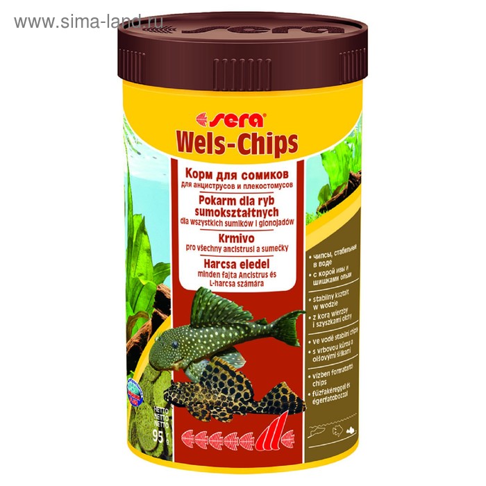 

Корм Sera Wels Chips для сомов прилипал, 250 мл, 95 г