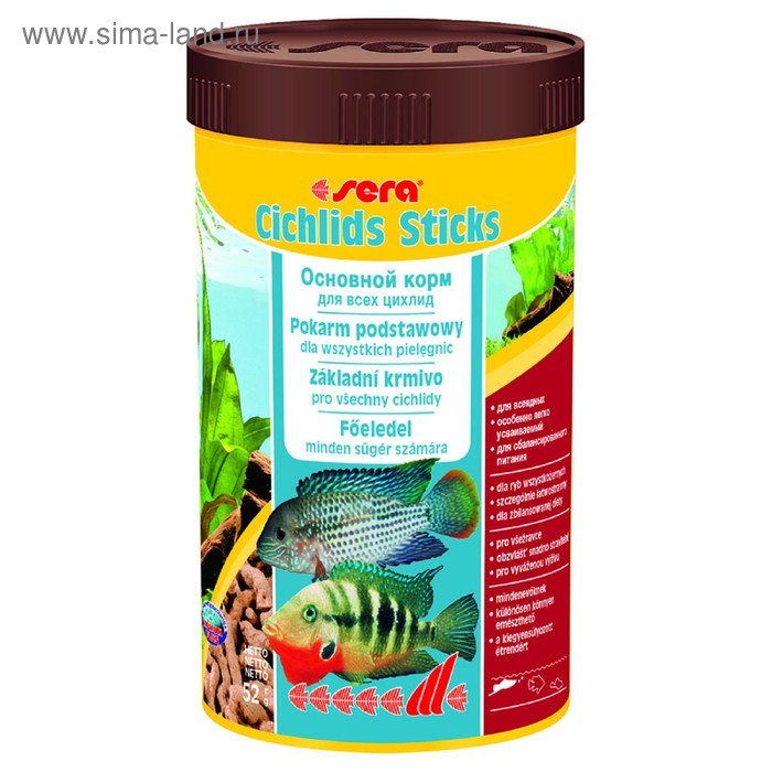 

Корм Sera Cichilds Sticks для цихлид, в палочках, 250 мл, 52 г