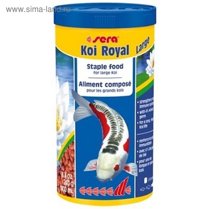 

Корм Sera Koi Royal Large для прудовых рыб, 1000 мл, 240 г
