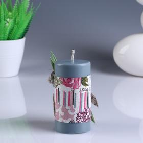 

Свеча- цилиндр "Сакура" серая, с декором, 5,2×9,5 см