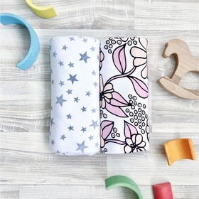 

Набор пелёнок, размер 80 × 80 см-2 шт, принт spring blossoms/звёзды