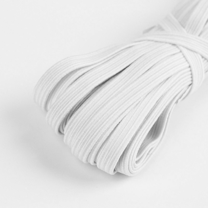 Резинка эластичная, 6 мм, 10 ± 1 м, цвет белый