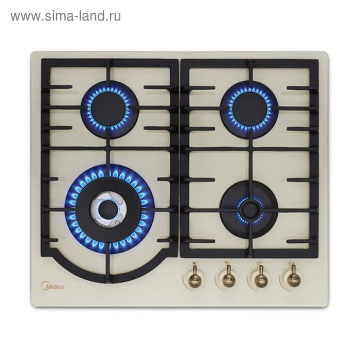 

Варочная поверхность Midea Mg696Trgi-B, газовая, 4 конф, эл.поджиг, газ-контроль, бежевая