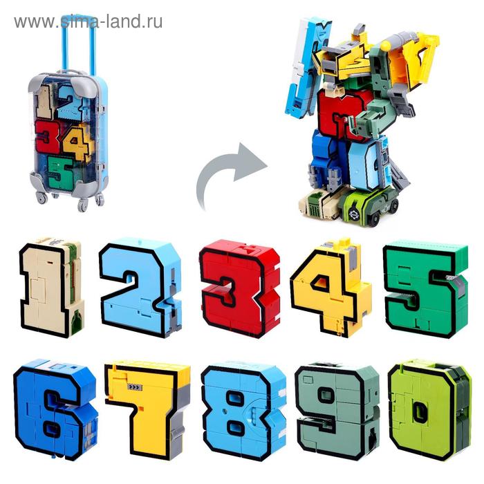 фото Игровой набор «робо-цифры», трансформируется, в чемодане от 0 до 9, цвет голубой