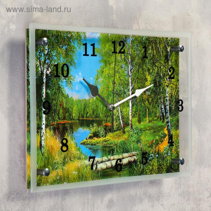 

Часы-картина настенные, серия: Природа, "Лес и река", 25х35 см