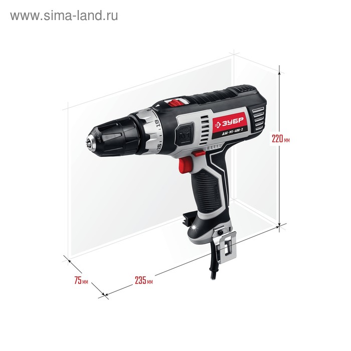Дрель-шуруповерт ЗУБР ДШ-М1-400-2 400 Вт 1800 обмин 08-10 мм реверс подсветка