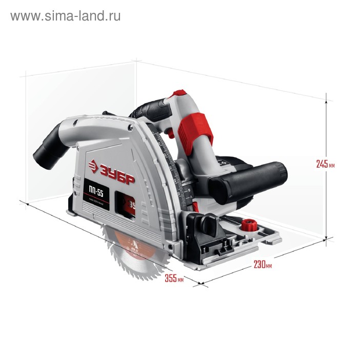 фото Пила циркулярная "зубр" пп-55, 1.2 квт, 45/90°- 42/55 мм, 20х165 мм