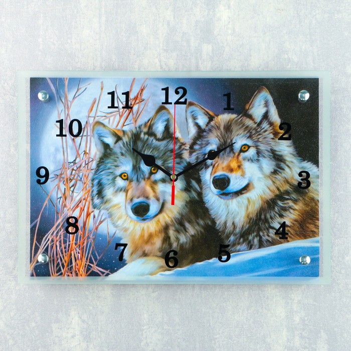 Часы настенные прямоугольные "Два волка", 25х35 см