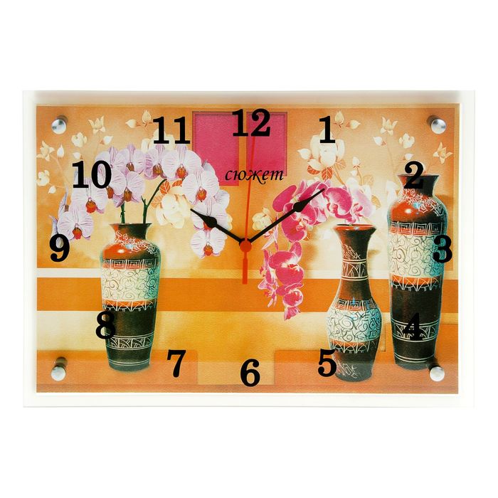 Часы настенные прямоугольные "Три вазы", 25х35 см