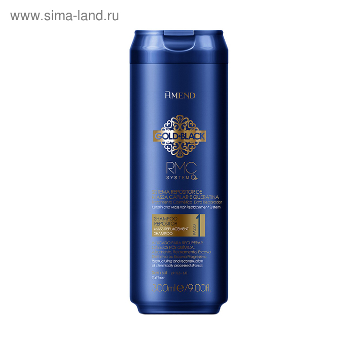 

Шампунь с кератином для поврежденных волос Amend Gold Black RMC System Q+, 300 мл