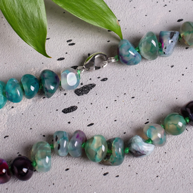 

Набор 3 предмета: серьги, бусы, браслет "Агат" под флюорит, галтовка