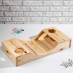 

Поднос для вина под две бутылки, ручки-вырезы боковые, обработанно маслом, МАССИВ, 30×60 см