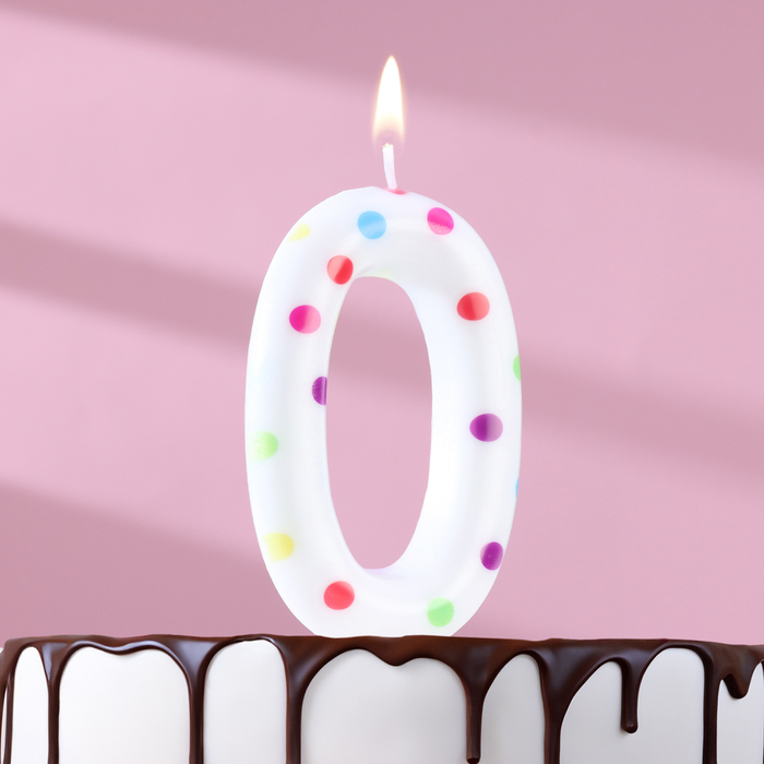 Свеча в торт на день рождения «Конфетти», цифра 0 , ГИГАНТ, 9 см пряник на торт цифра конфетти
