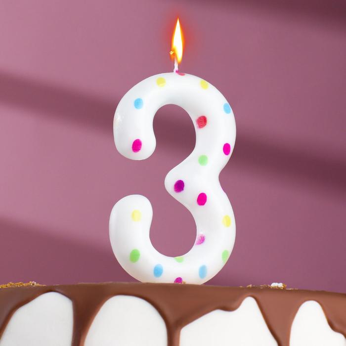 Свеча в торт на день рождения «Конфетти», цифра 3 , ГИГАНТ, 9 см