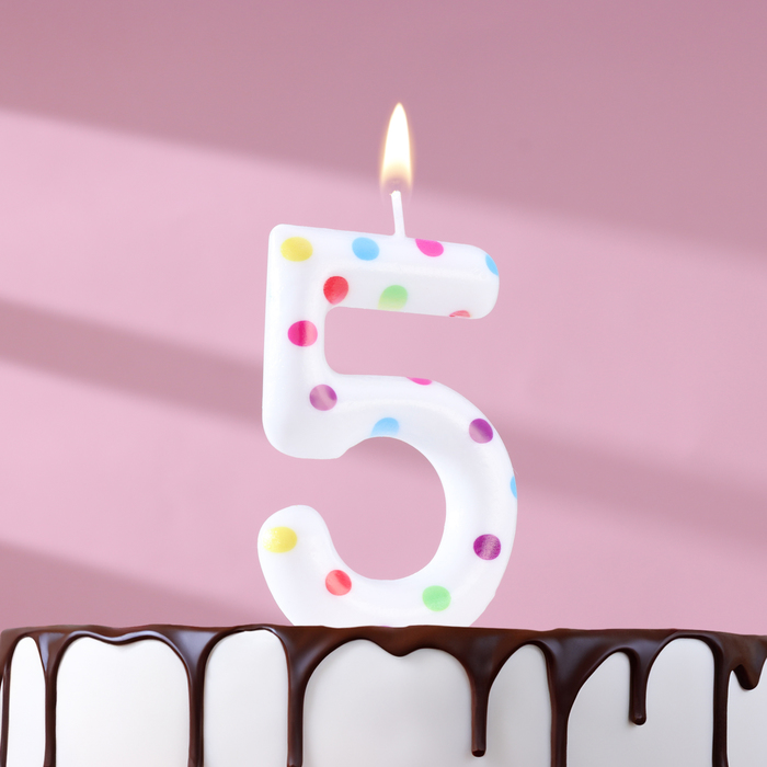 Свеча в торт на день рождения «Конфетти», цифра 5 , ГИГАНТ, 9 см свеча в торт на день рождения конфетти цифра 6 гигант 9 см