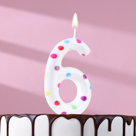 Свеча в торт на день рождения «Конфетти», цифра "6" , ГИГАНТ, 9 см