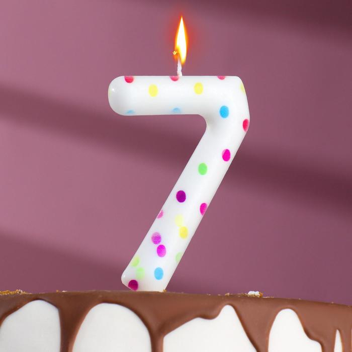 Свеча в торт на день рождения «Конфетти», цифра 7 , ГИГАНТ, 9 см пряник на торт цифра конфетти