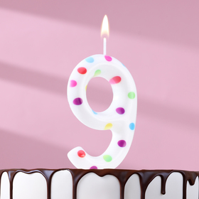 Свеча в торт на день рождения «Конфетти», цифра "9" , ГИГАНТ, 9 см