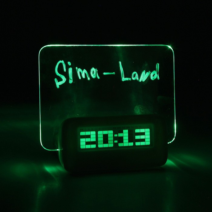 Будильник LuazON LB-16 "Послание", с маркером, подсветка зеленого цвета, белый
