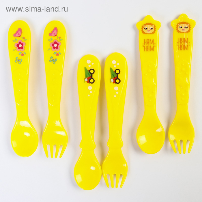фото Набор для кормления: ложка и вилка "для малыша", от 5 мес., желтый микс mum&baby
