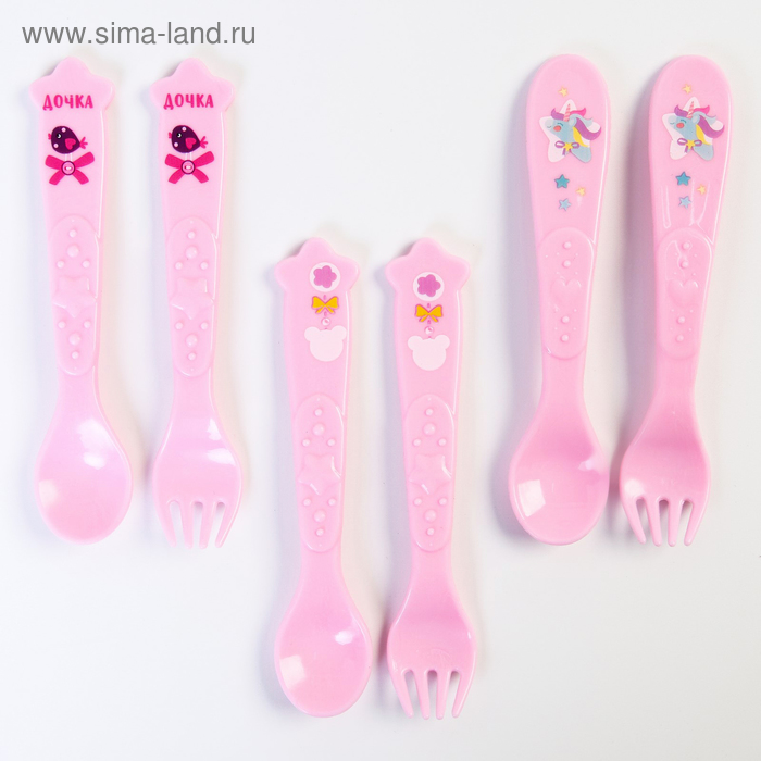 фото Набор для кормления: ложка и вилка «для принцессы», от 5 мес., розовый микс mum&baby