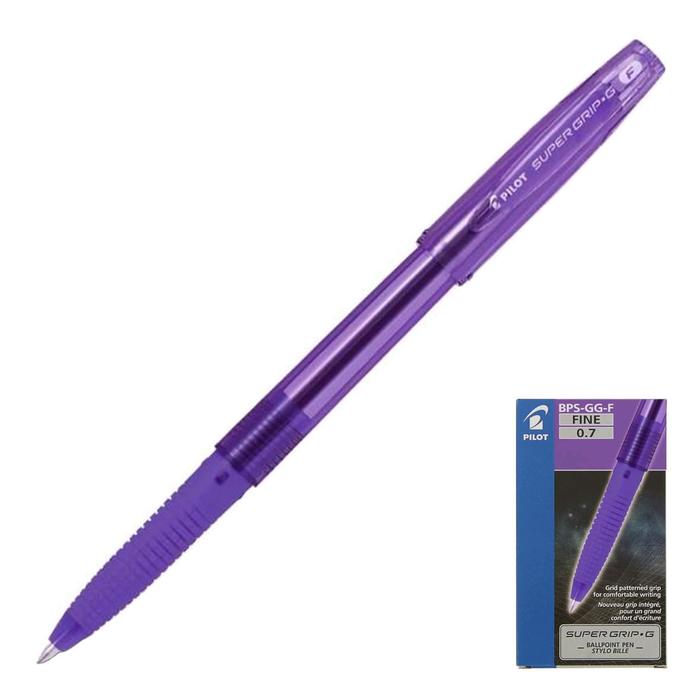 фото Ручка шариковая pilot super grip g, 0,7 мм, резиновый упор, стержень фиолетовый
