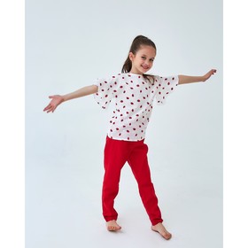 

Футболка для девочки MINAKU: cotton collection romantic, цвет белый клубничка, рост 122 см