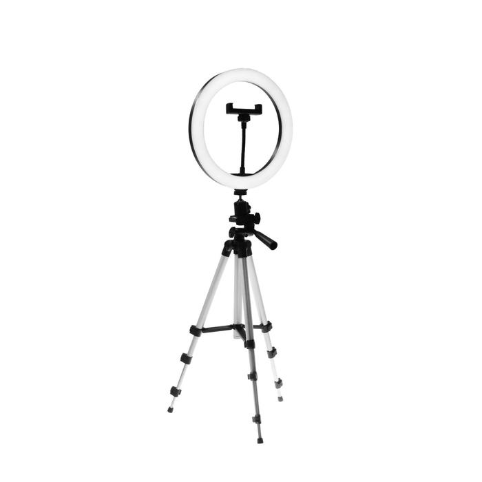 Светодиодная кольцевая лампа на штативе LuazON SNP098, 10" (26 см), 20 Вт, штатив 27-85 см