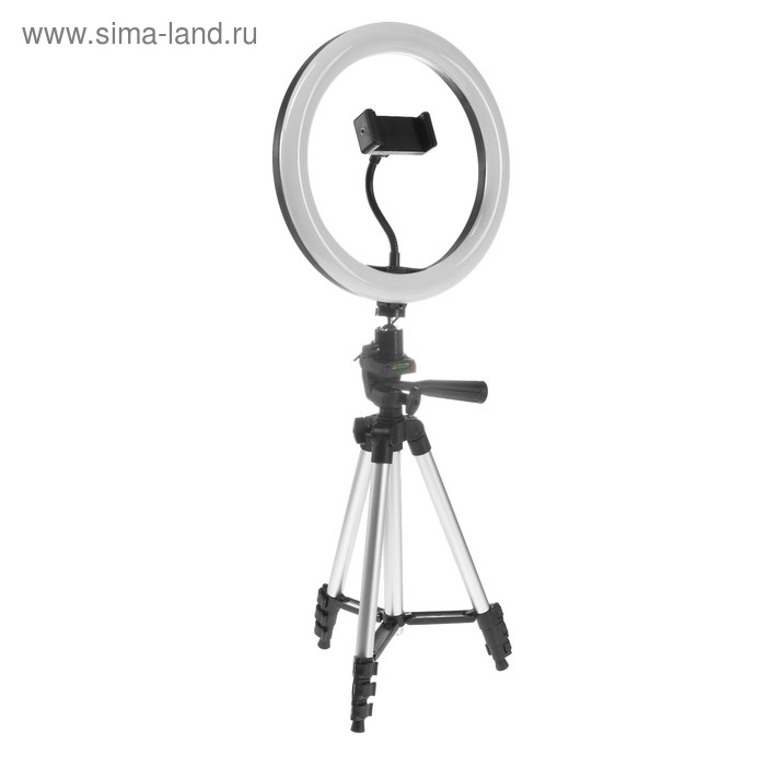 Светодиодная кольцевая лампа на штативе LuazON SNP099, 10 (26 см), 10 Вт, штатив 34-108 см 