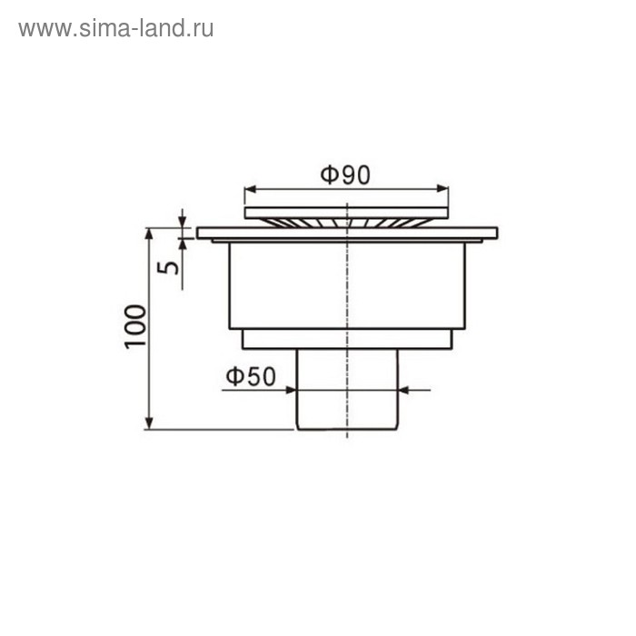 

Трап "Душ Сити" BAD011001, d=50 мм, 100 х 100 мм, с прямым выпуском