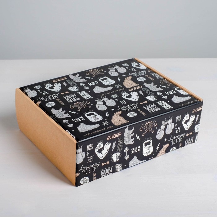 подарочная коробка двусторонняя цветы 27 х 21 х 9 см Коробка подарочная складная, упаковка, «Брутальность», 27 х 21 х 9 см