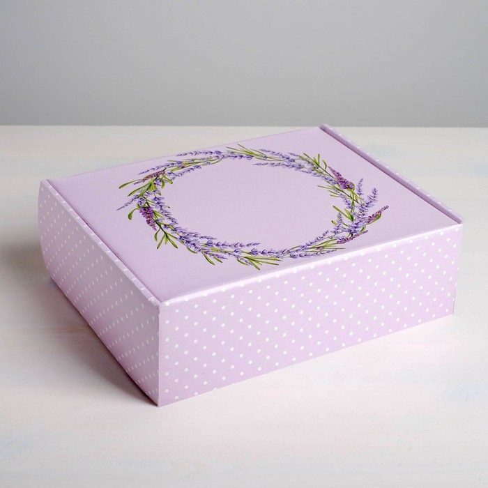 подарочная коробка двусторонняя краски 27 х 21 х 9 см Коробка подарочная складная, упаковка, «Лаванда», 27 х 21 х 9 см