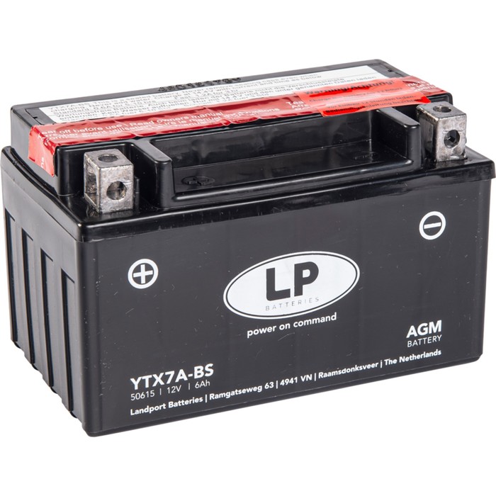 Аккумуляторная батарея Landport YTX7A-BS, 12 В, 6 Ач, прямая (+ -) аккумуляторная батарея red energy re 12 14 ytx14 bs ytx16 bs yb16b a 12v 14 ач прямая