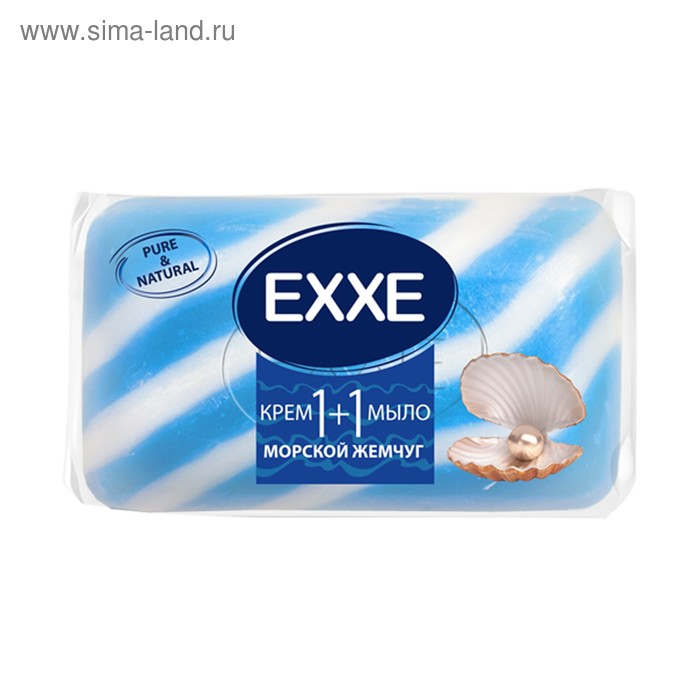 Крем+мыло Exxe, 1+1 Морской жемчуг, синее полосатое, 80 г