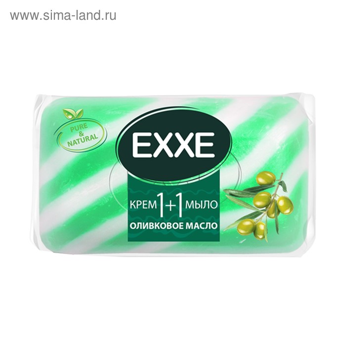 Крем-мыло Exxe, 1+1 Оливковое масло, зеленое полосатое, 80 г