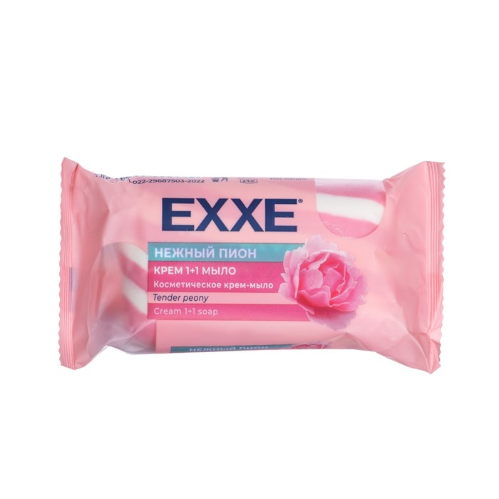 Крем+мыло Exxe 1+1 Нежный пион розовое полосатое, 80 г
