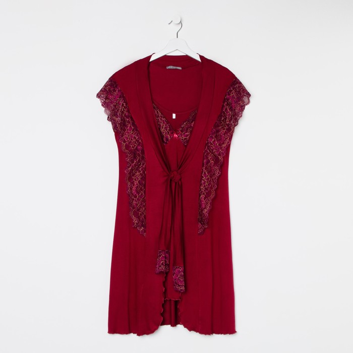 фото Комплект женский (халат, сорочка). цвет бордо, размер 48 натали