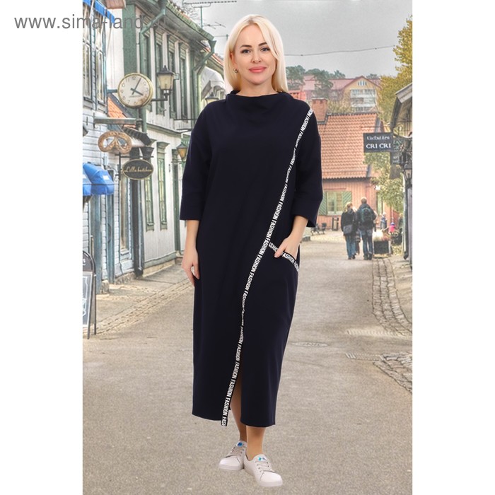 фото Платье женское, цвет синий, размер 58 натали