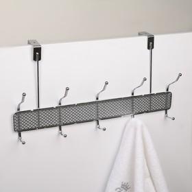 

Вешалка надверная на 5 двойных крючков Доляна «Шах», 42,5×22,5×6 см, цвет хром