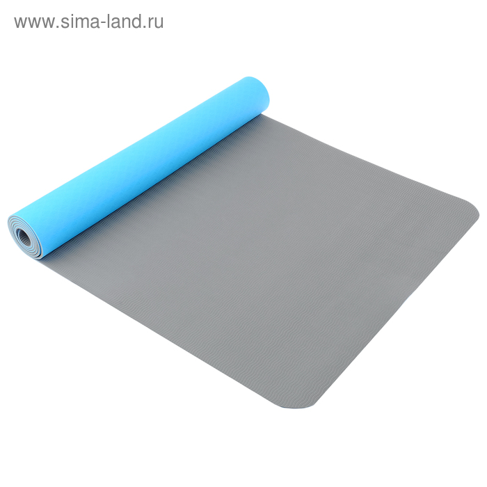 фото Коврик для йоги torres comfort 4, tpe, 173 × 61 × 4 мм, нескользящее покрытие, цвет синий/серый