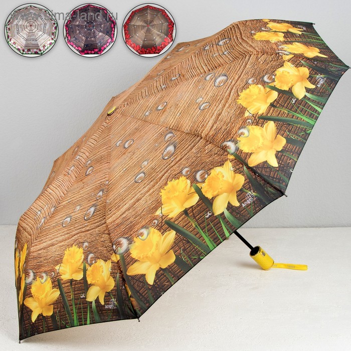 Зонт автоматический «Цветы», 3 сложения, 9 спиц, R = 51, цвет МИКС