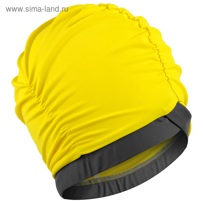 фото Шапочка для плавания объёмная двухцветная, лайкра, жёлтый/тёмно-серый
