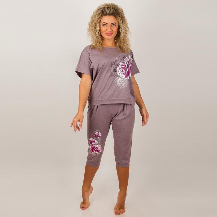 фото Комплект женский (футболка, бриджи), цвет микс, размер 46 интертекстиль