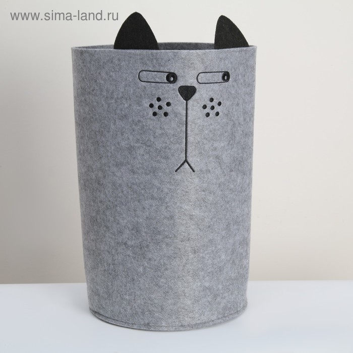 фото Корзина для хранения eva funny «котяра», 29×29×54 см, цвет серый
