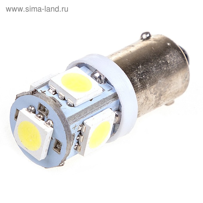 фото Лампа светодиодная t9(t4) 12v 5 smd, белая skyway, набор 2 шт