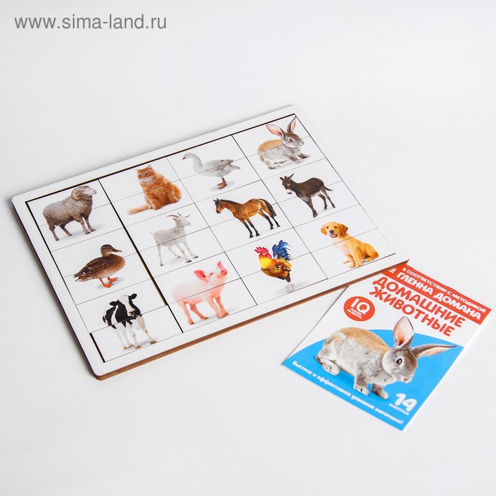 фото Головоломка. рамка-вкладыш с доманом «домашние животные» (12 животных в головоломке, 14 животных в книге) лесная мастерская