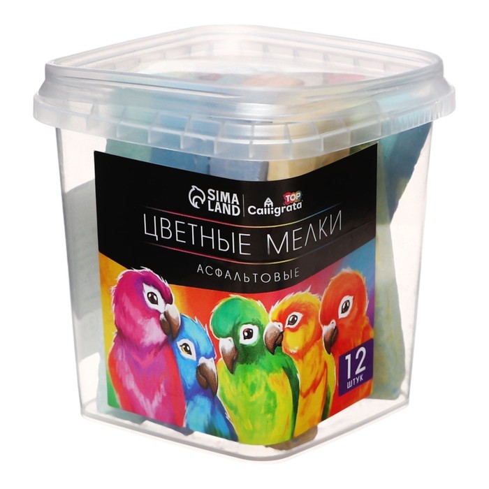 Мелки цветные для асфальта 12 штук, 10 цветов 